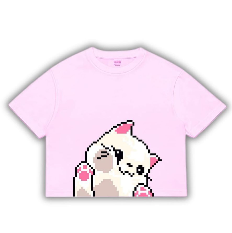 Pixel Kitty Crop Tee